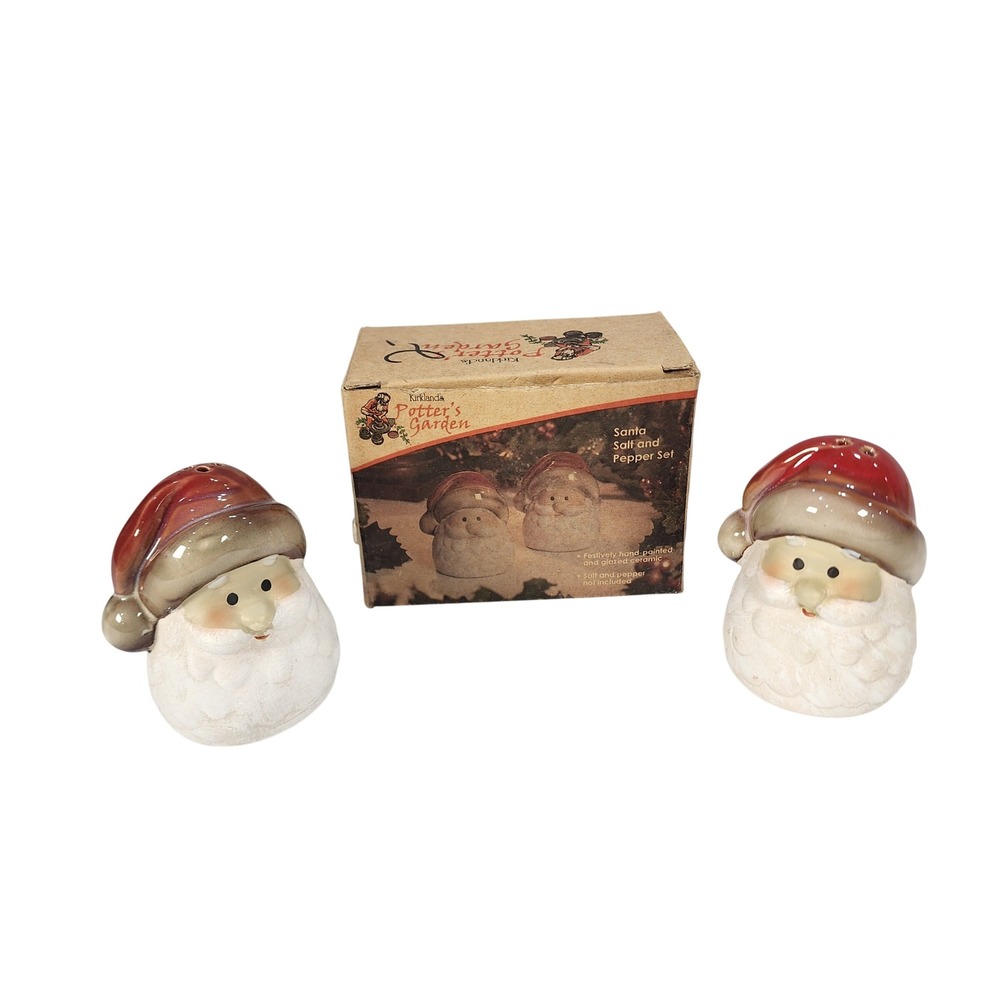Kirkland's Potter's Garden Santa Salt and Pepper Set Ceramic Christmas DP 065622